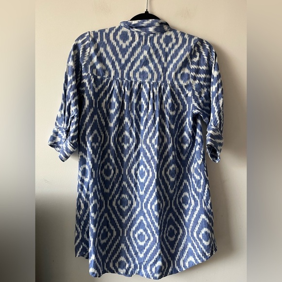 MIRTH Handmade Collection Blue and White Patterned Tunic Top Cotton - XS - Picture 10 of 10
